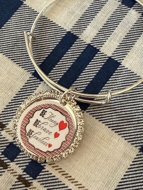 Silver Inspirational Charm Bracelet - Be Strong Be Brave Be Fearless
